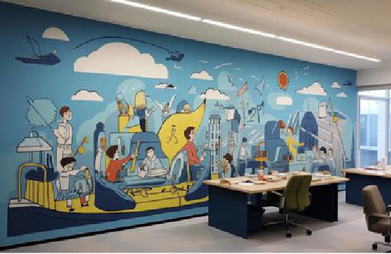  志丹办公室墙绘的特点。